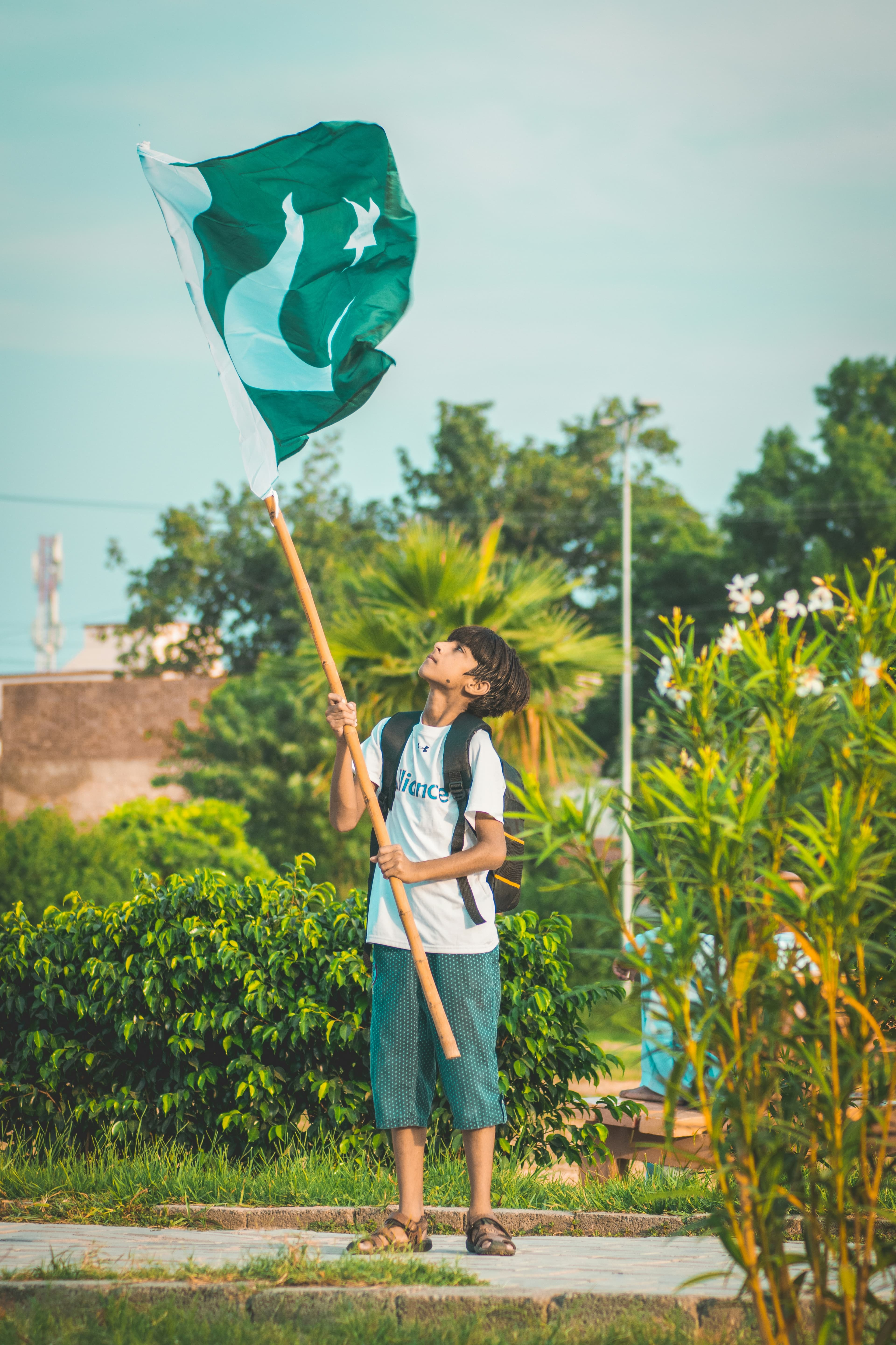 A boy on his way to school