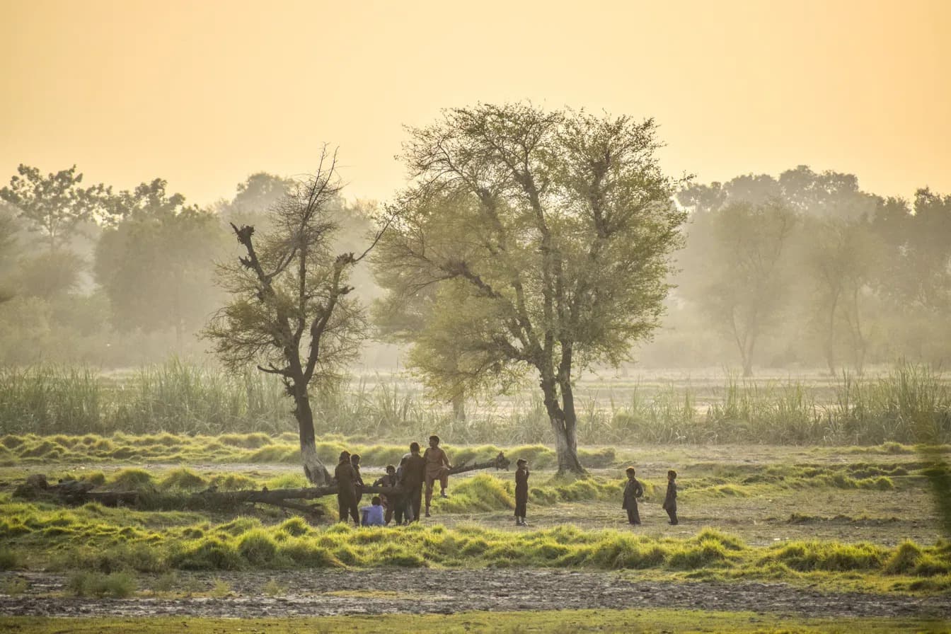 Children in a rural Pakistani province